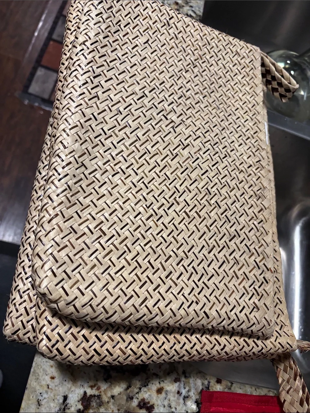 Woven Straw Zip Pouch Clutch - Natural#023 Bundle of three- NWOT
